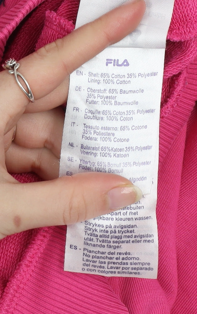 Womens UK Size M FILA Pink Pullover Hoodie