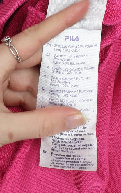 Womens UK Size M FILA Pink Pullover Hoodie