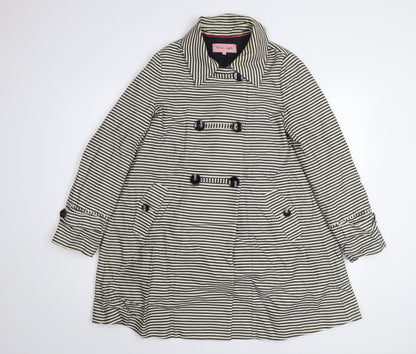 Phase Eight Womens Black White Striped Cotton Trench Coat Size 12