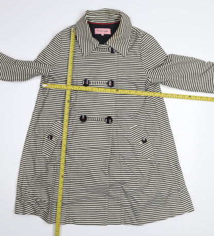 Phase Eight Womens Black White Striped Cotton Trench Coat Size 12
