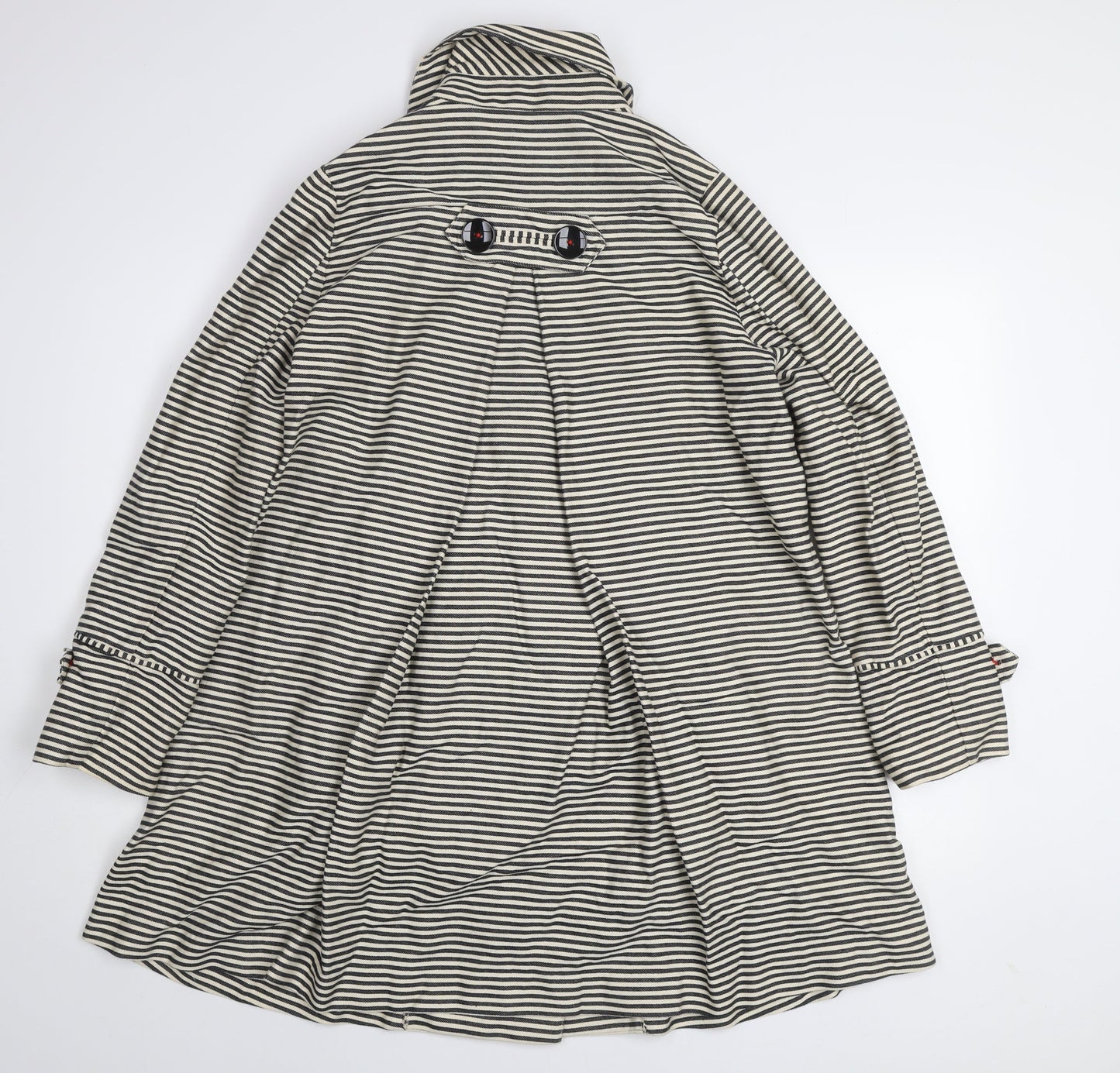 Phase Eight Womens Black White Striped Cotton Trench Coat Size 12