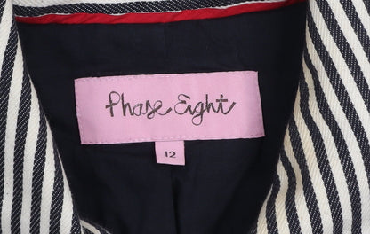 Phase Eight Womens Black White Striped Cotton Trench Coat Size 12