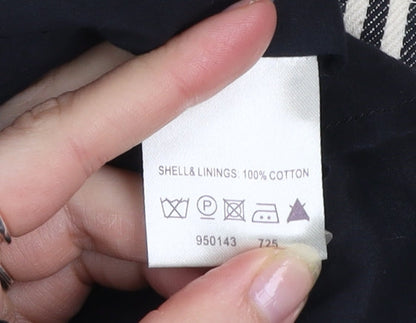 Phase Eight Womens Black White Striped Cotton Trench Coat Size 12