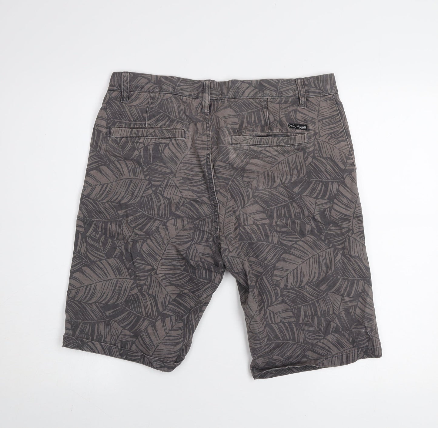 H&M Divided Men's Grey Leaf Print Chino Shorts Size 32 Regular Fit
