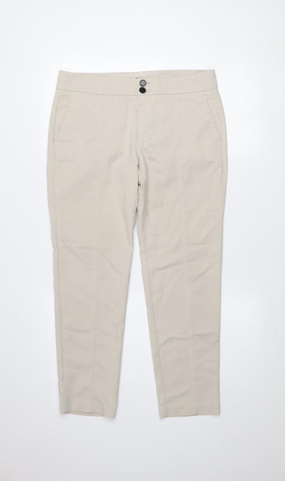 Mango Women Beige Chino Trousers Size 10 Slim Fit Stretch