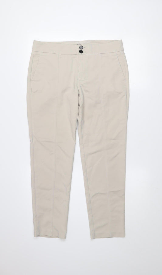 Mango Women Beige Chino Trousers Size 10 Slim Fit Stretch