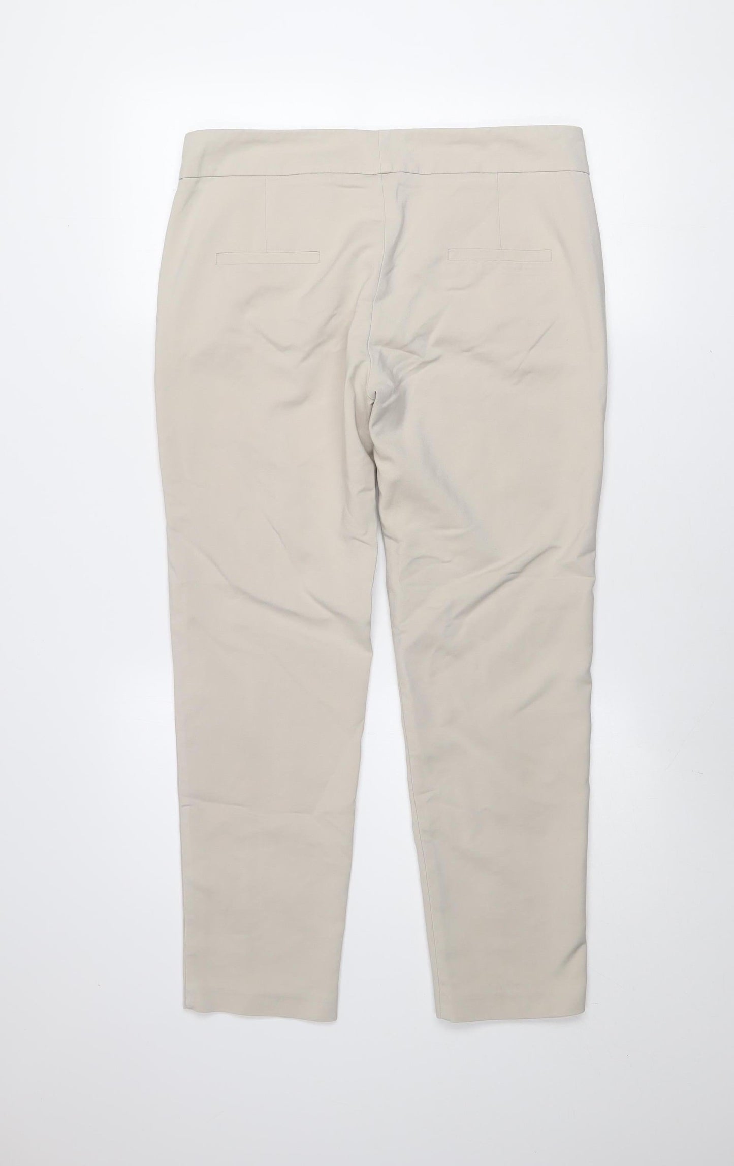 Mango Women Beige Chino Trousers Size 10 Slim Fit Stretch