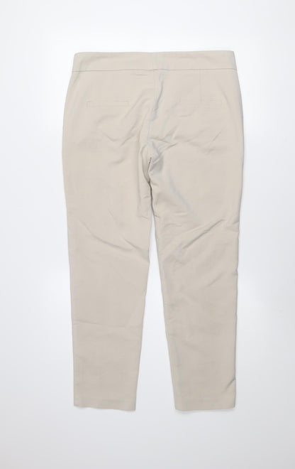 Mango Women Beige Chino Trousers Size 10 Slim Fit Stretch