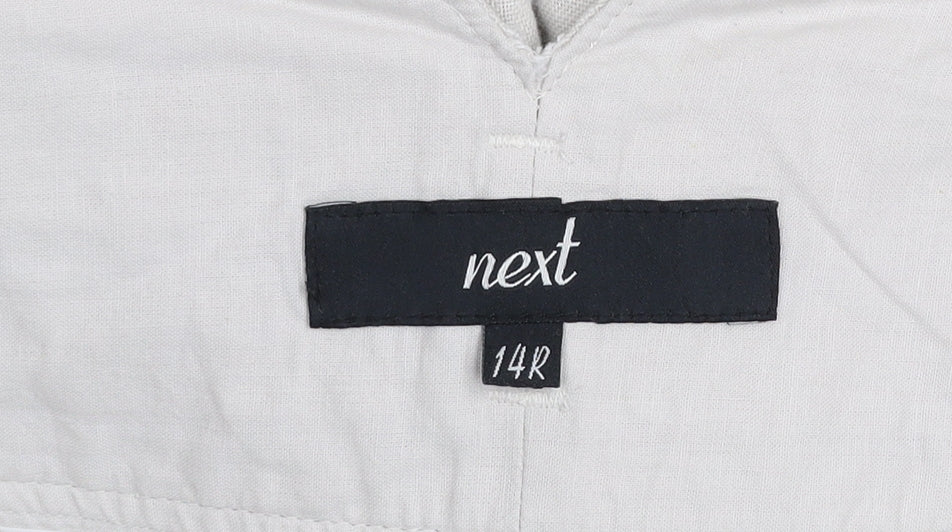 Next Womens Beige Linen Wide-Leg High Rise Trousers Size 14