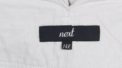 Next Womens Beige Linen Wide-Leg High Rise Trousers Size 14