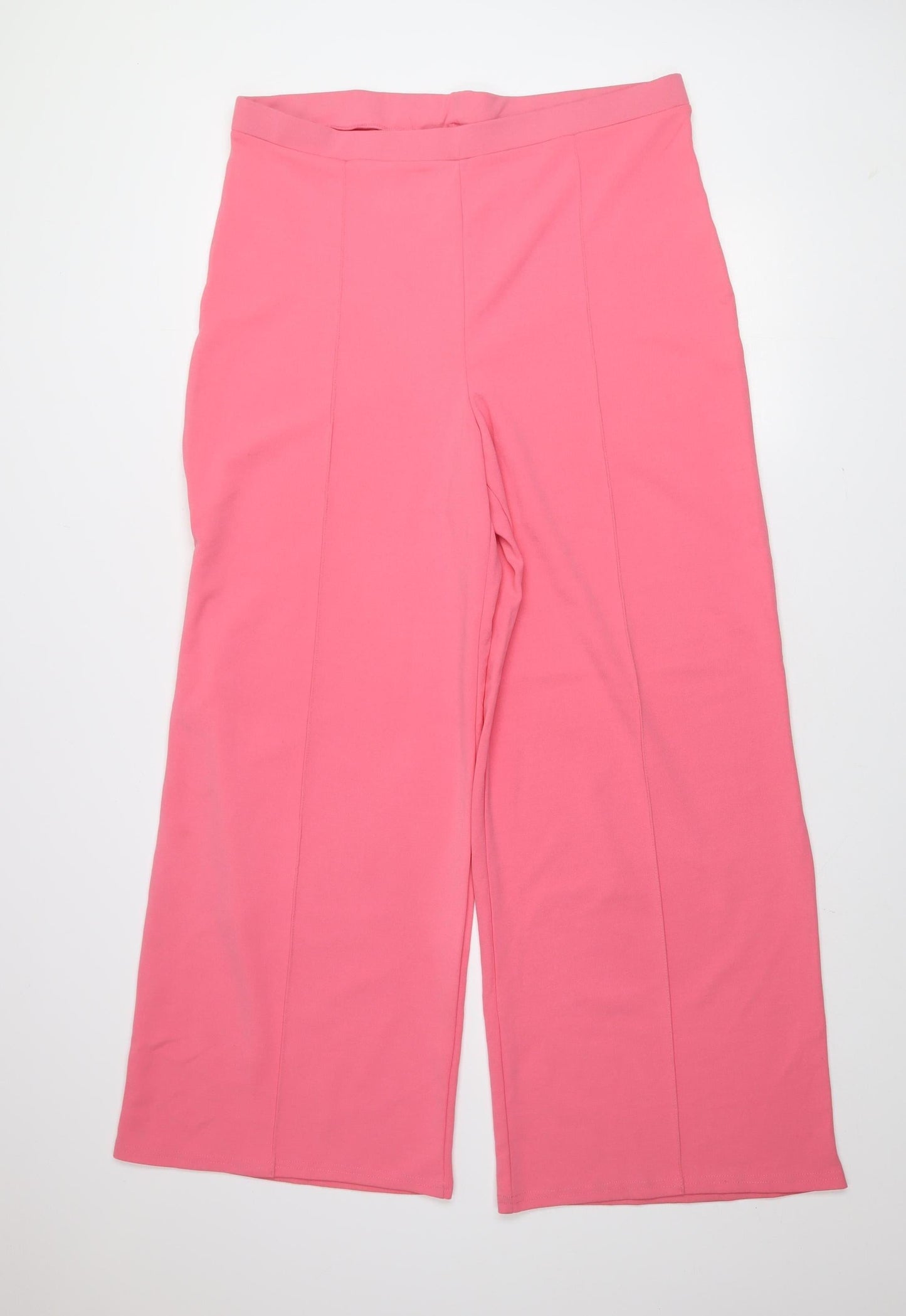 New Look Women's Pink Wide-Leg Stretch Trousers Size 18
