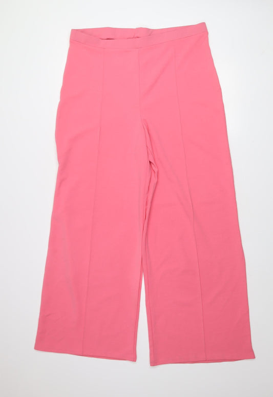 New Look Women's Pink Wide-Leg Stretch Trousers Size 18