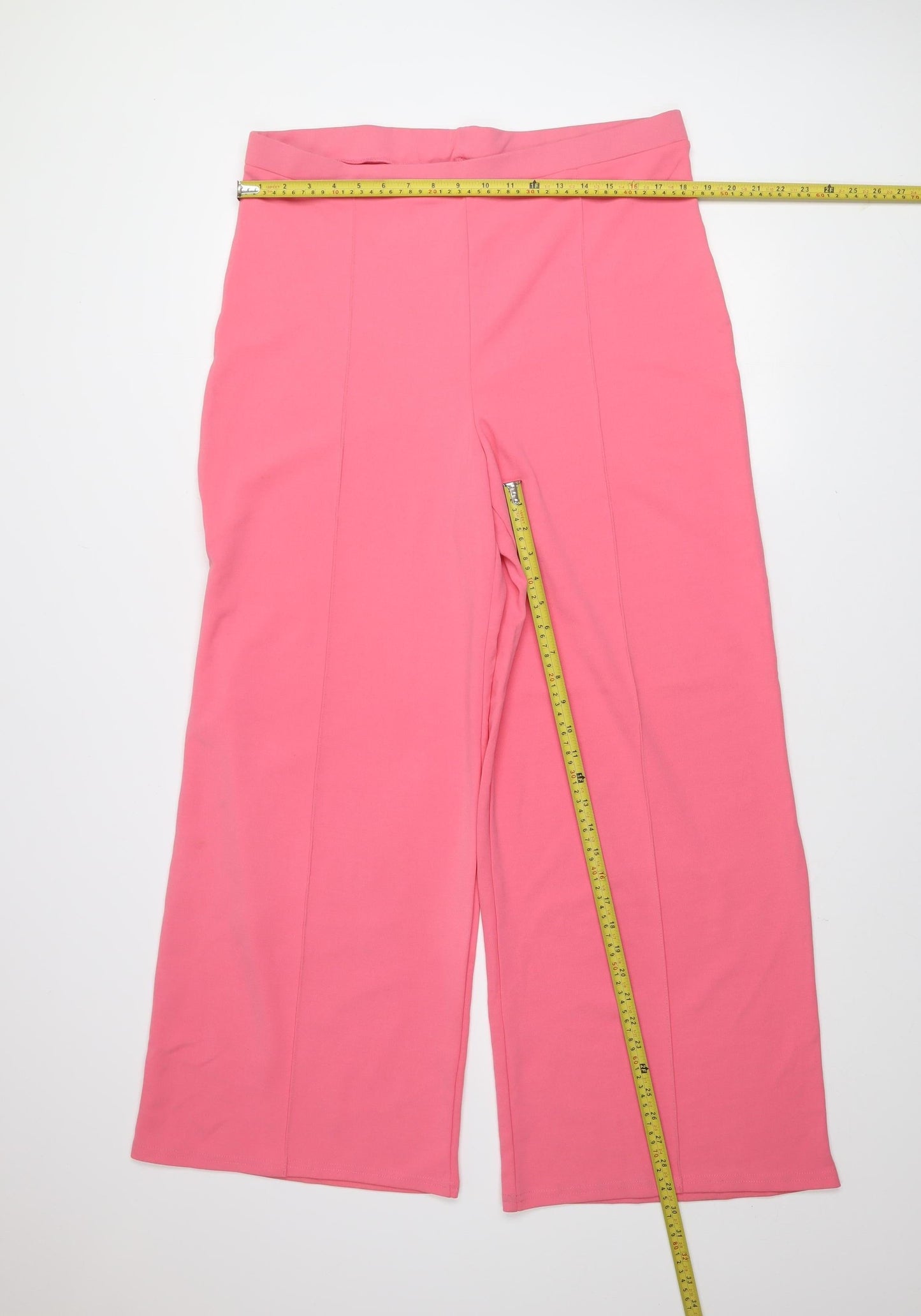 New Look Women's Pink Wide-Leg Stretch Trousers Size 18