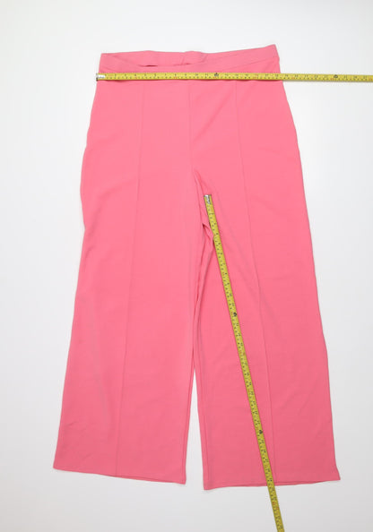 New Look Women's Pink Wide-Leg Stretch Trousers Size 18