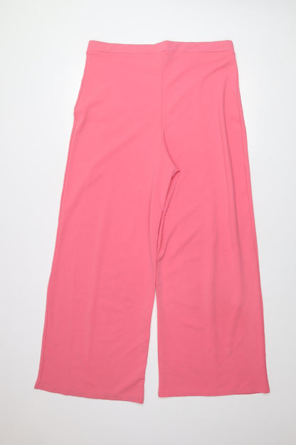 New Look Women's Pink Wide-Leg Stretch Trousers Size 18