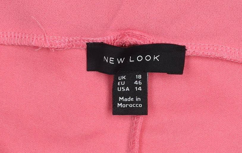 New Look Women's Pink Wide-Leg Stretch Trousers Size 18