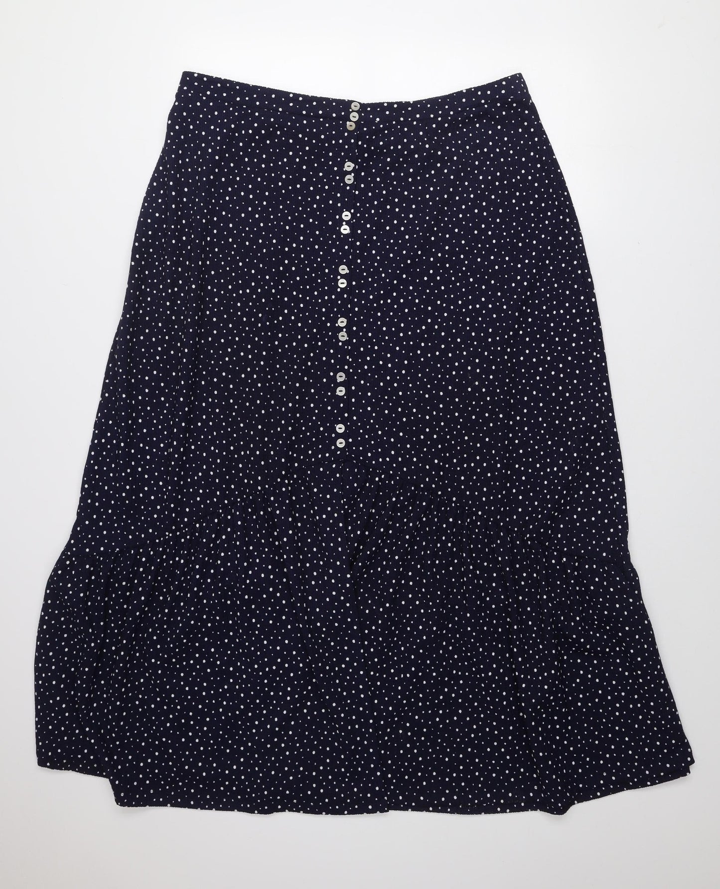 Next Women Navy Blue Polka Dot Midi Skirt Size 18 A-Line Button Front