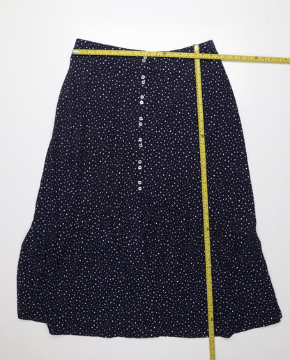 Next Women Navy Blue Polka Dot Midi Skirt Size 18 A-Line Button Front