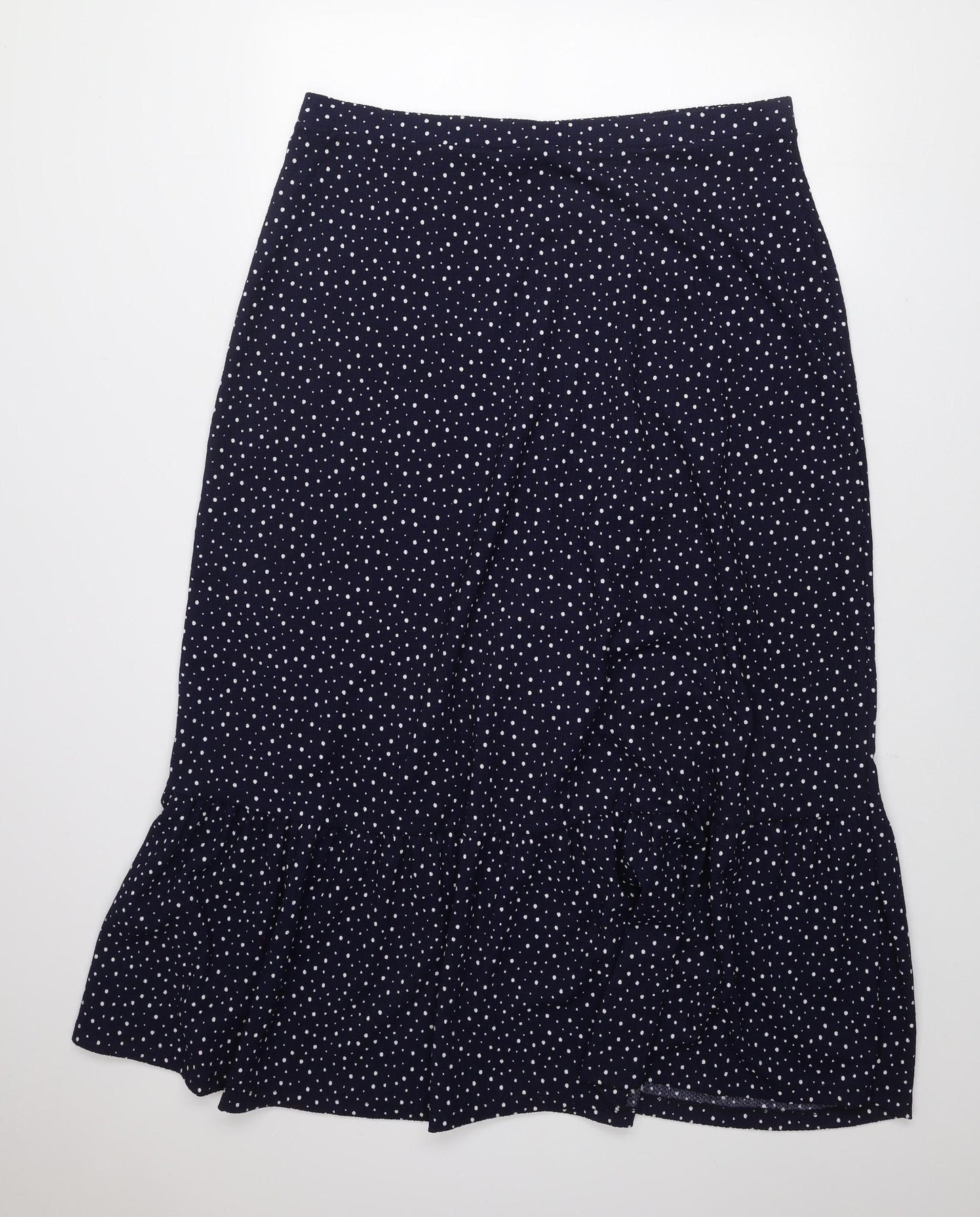 Next Women Navy Blue Polka Dot Midi Skirt Size 18 A-Line Button Front
