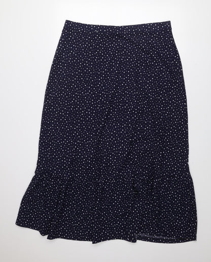 Next Women Navy Blue Polka Dot Midi Skirt Size 18 A-Line Button Front