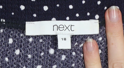Next Women Navy Blue Polka Dot Midi Skirt Size 18 A-Line Button Front