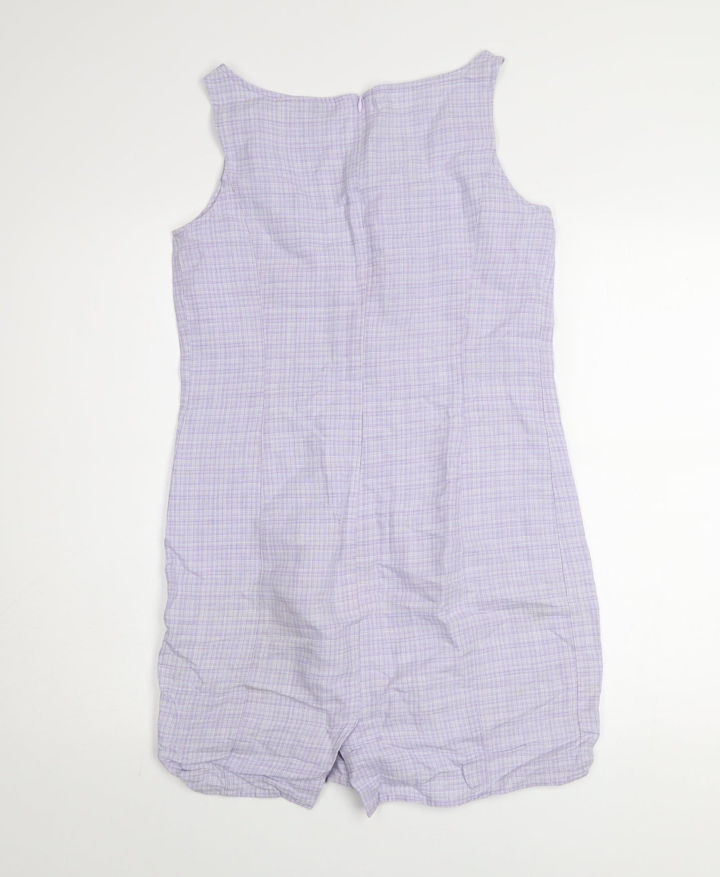 Next Women’s Purple Check Linen Cotton Shift Dress Size 10