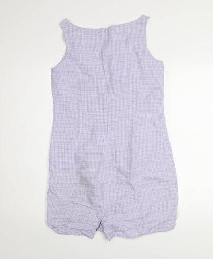 Next Women’s Purple Check Linen Cotton Shift Dress Size 10