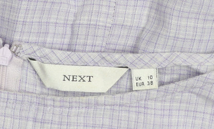 Next Women’s Purple Check Linen Cotton Shift Dress Size 10