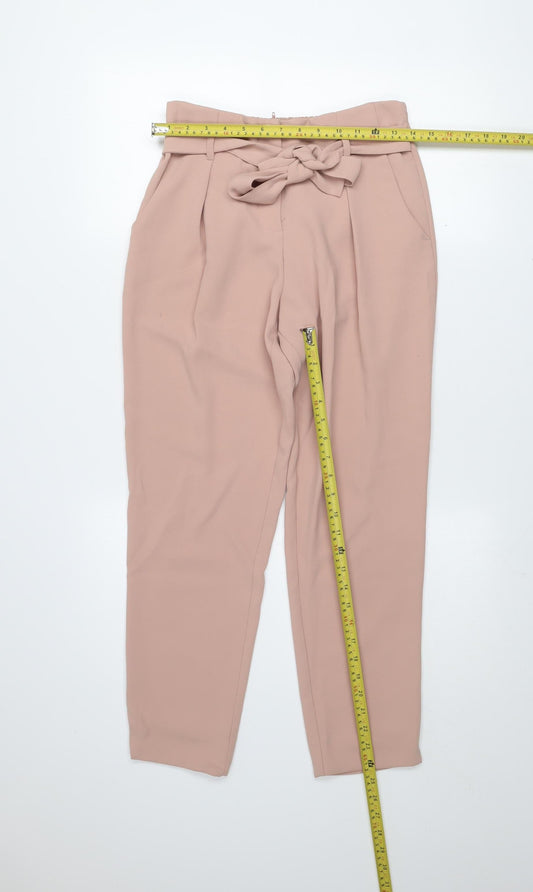 River Island Women's Beige Paperbag Tapered Trousers Size 8