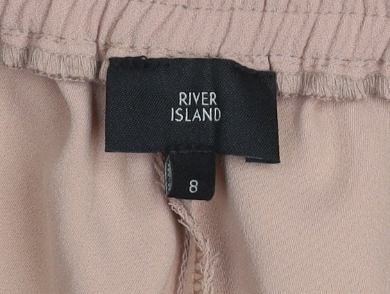 River Island Women's Beige Paperbag Tapered Trousers Size 8