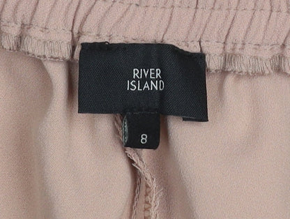 River Island Women's Beige Paperbag Tapered Trousers Size 8