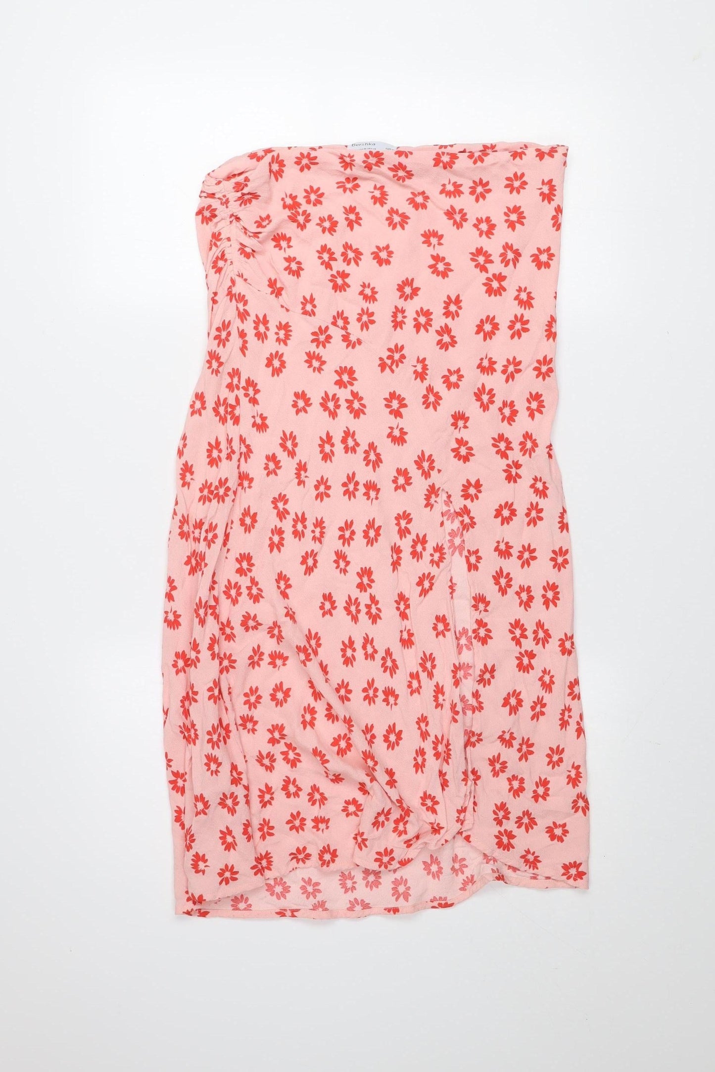 Bershka Womens Pink Floral Wrap Midi Skirt Size 10