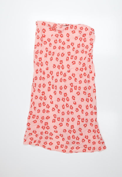 Bershka Womens Pink Floral Wrap Midi Skirt Size 10
