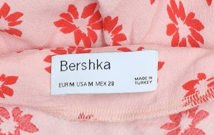 Bershka Womens Pink Floral Wrap Midi Skirt Size 10