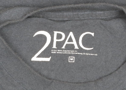 2PAC Mens Black Medium Graphic Hip Hop Band T-Shirt