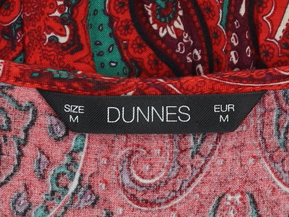 Dunnes Women Red Paisley Bohemian Long Sleeve V-Neck Blouse M