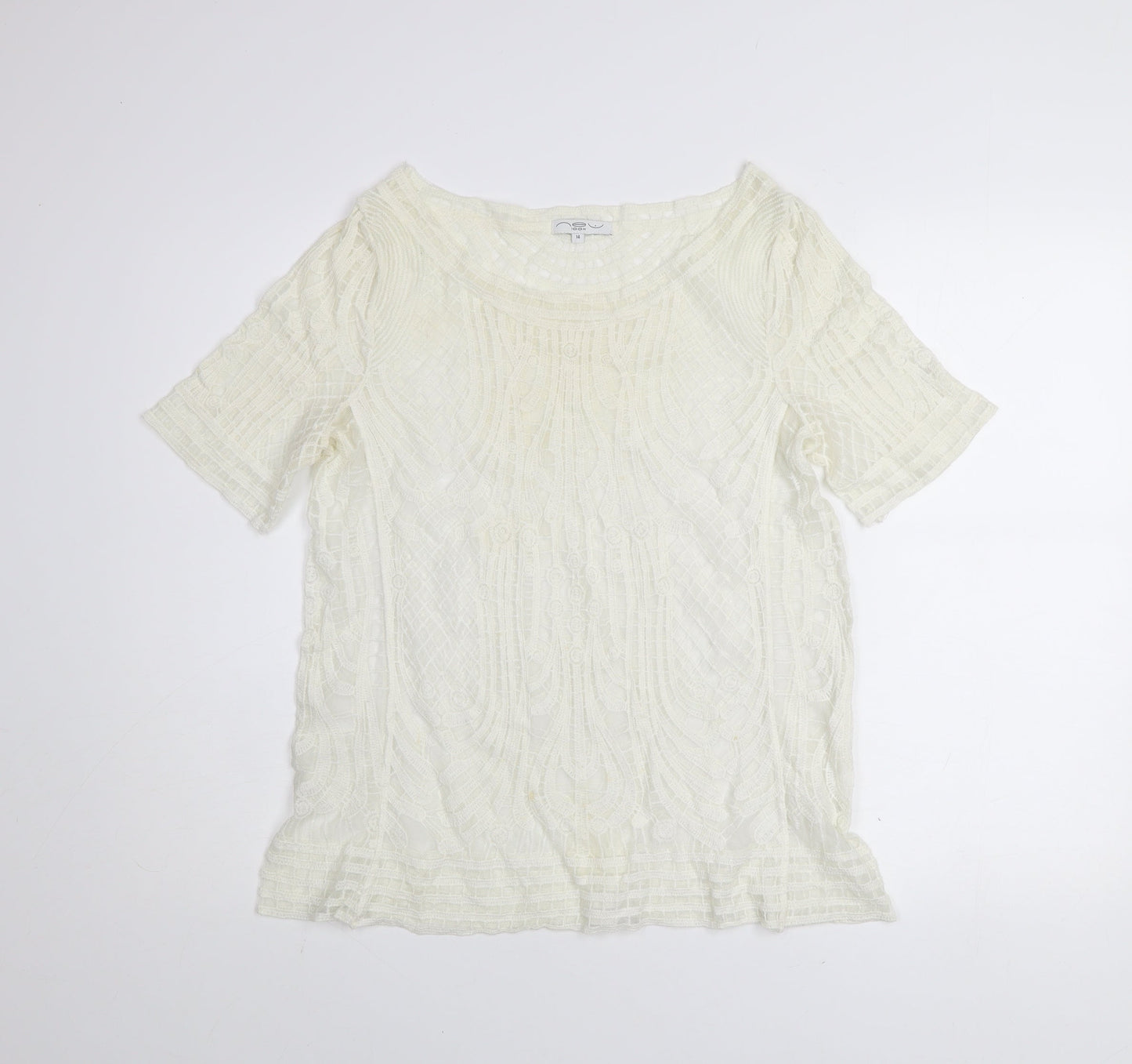 Womens UK Size 14 New Look Ivory Tunic Blouse