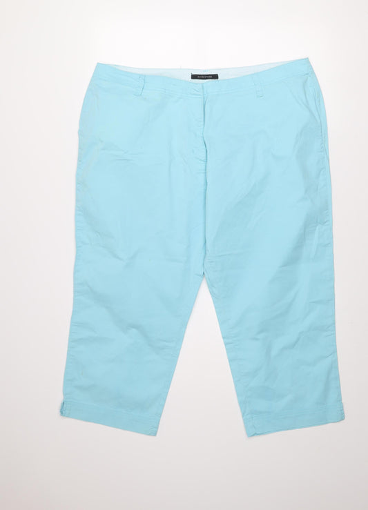 Dunnes Stores Women's Blue Capri Trousers Size 20 Cotton Stretch