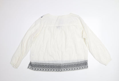 Womens UK Size 12 H&M White Tunic Blouse