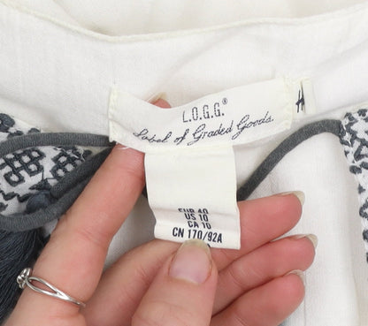 Womens UK Size 12 H&M White Tunic Blouse