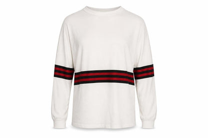 Nasty Gal Women’s White Long Sleeve Stripe Crew Neck T-Shirt UK 12