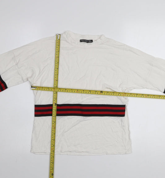 Nasty Gal Women’s White Long Sleeve Stripe Crew Neck T-Shirt UK 12