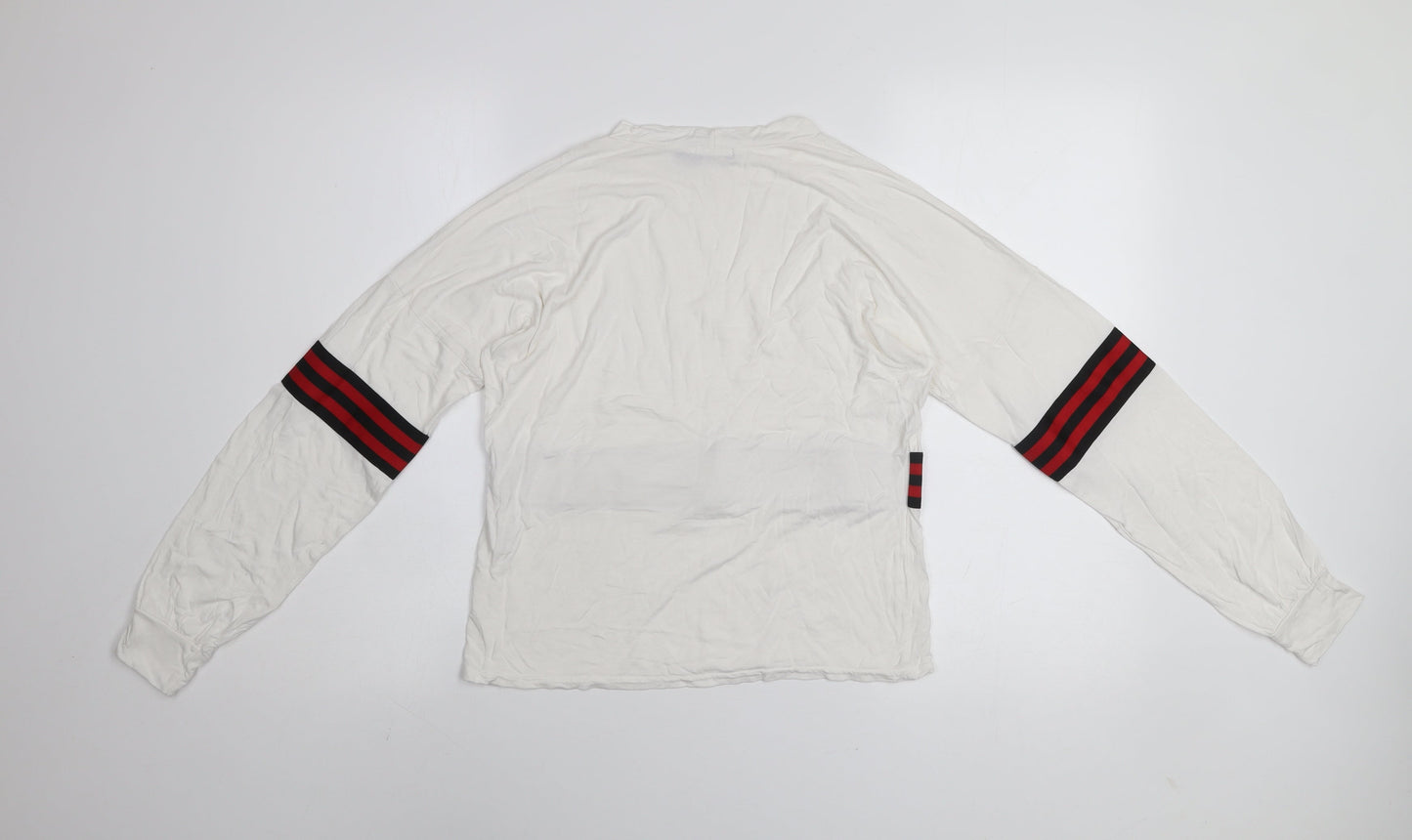 Nasty Gal Women’s White Long Sleeve Stripe Crew Neck T-Shirt UK 12