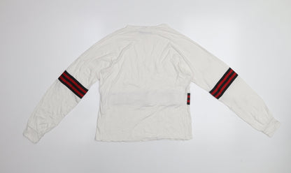 Nasty Gal Women’s White Long Sleeve Stripe Crew Neck T-Shirt UK 12