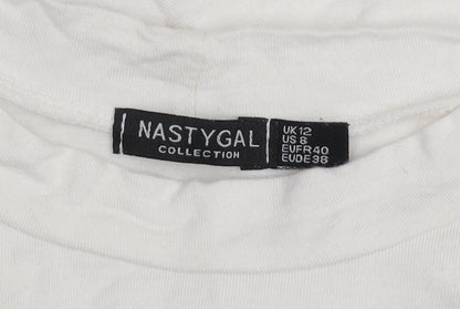 Nasty Gal Women’s White Long Sleeve Stripe Crew Neck T-Shirt UK 12