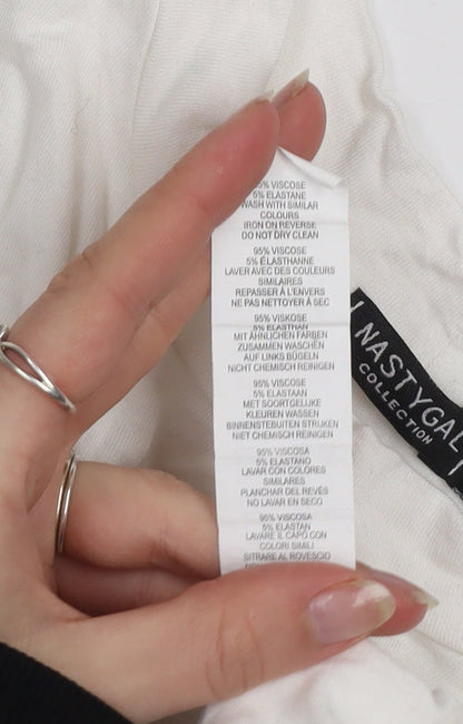 Nasty Gal Women’s White Long Sleeve Stripe Crew Neck T-Shirt UK 12