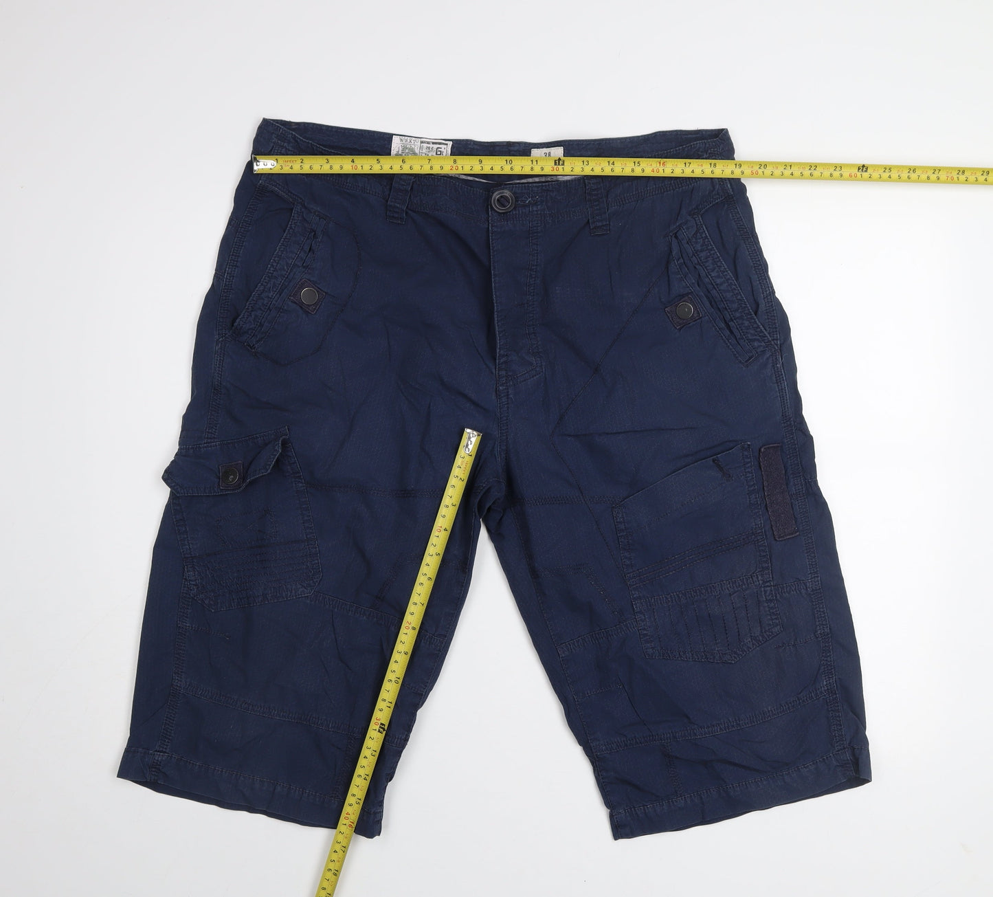 Next Men's Navy Cargo Shorts Size 38 Cotton Blend Casual