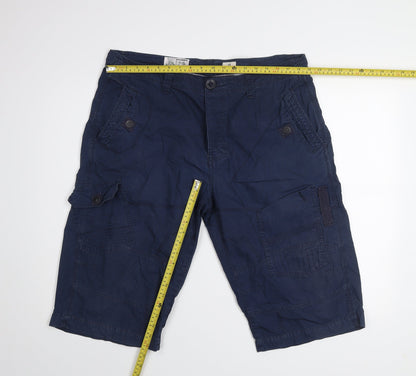 Next Men's Navy Cargo Shorts Size 38 Cotton Blend Casual