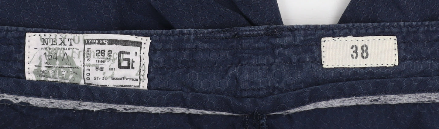Next Men's Navy Cargo Shorts Size 38 Cotton Blend Casual