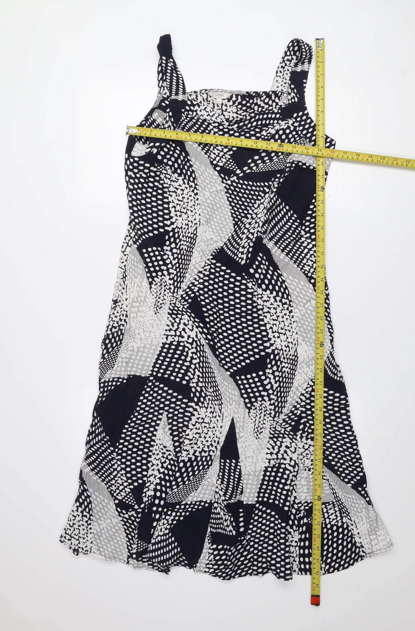 Marks and Spencer Women Black Geometric A-Line Dress Size 12